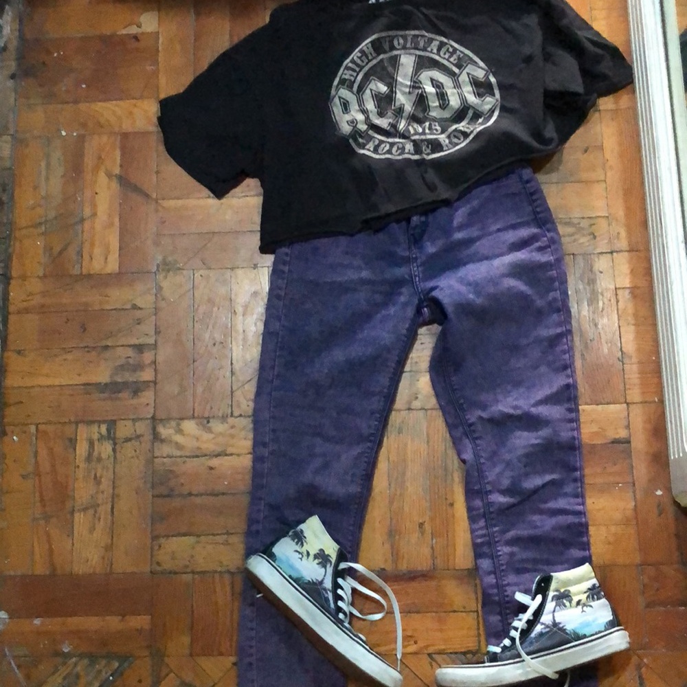 Zara Trafaluc Size 0-2 Purple Acid Wash Denim Jeans/Leggings Mid-Rise